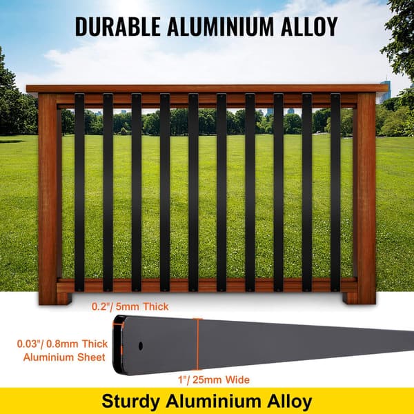 Metal dækbalustre, 76-pak 29,5 tommer aluminium sort