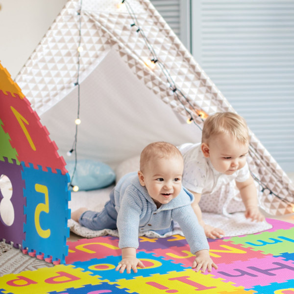 Puslespilsmåtte med ABC og tal