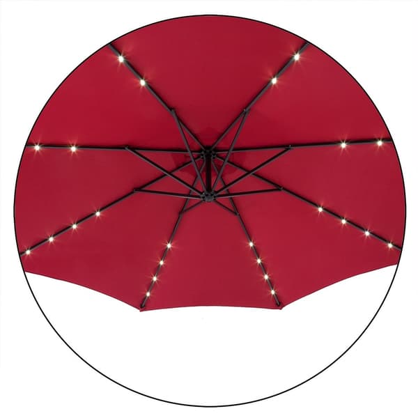 Solcellsbelyst LED-parasoll 330 cm, UV-skydd 30+, vattenavvisande