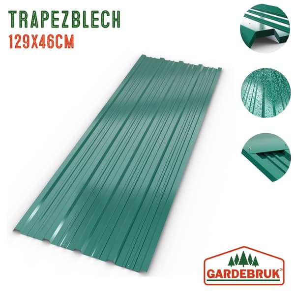 Trapetsplåt set om 12 gröna 129x46cm perforerade