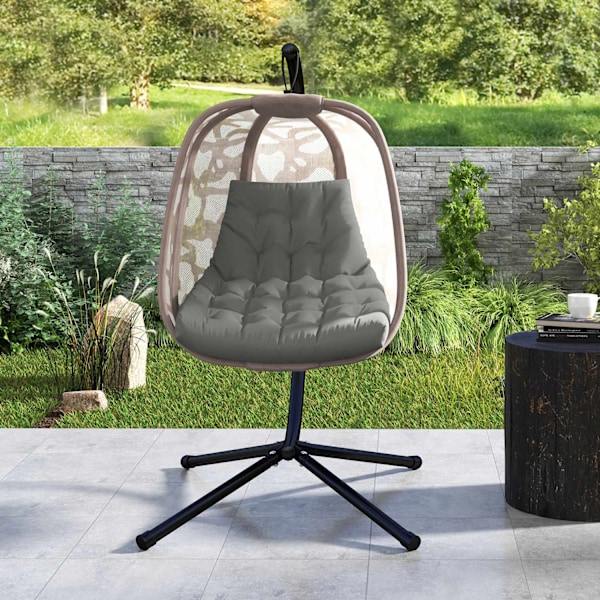 Siddehynde, 120x100 cm stolehynde med ryglæn, 8 cm tyk polstring, vandafvisende sædehynde til gyngestole og hængende kurve, grå