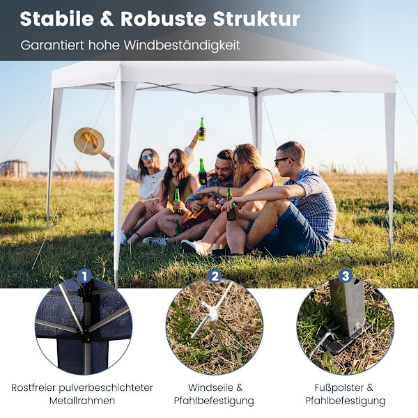 3 x 3 m Pop-Up Gazebo utomhusstrandtält Vit