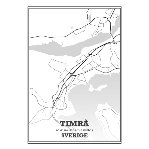 Timrå Stad Karta Poster - 30x40 cm