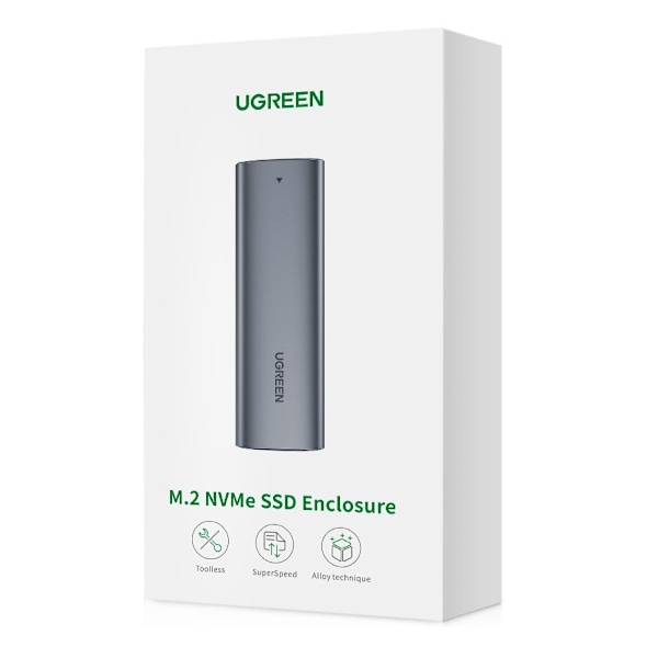 Fickhus för M.2 SuperSpeed ​​​​10Gbps SSD + USB-C-kabel 0,5 m grå