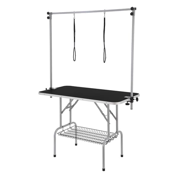 Hundtrimningsbord 117 cm, hopfällbart, 2 klämarmar, 150 kg