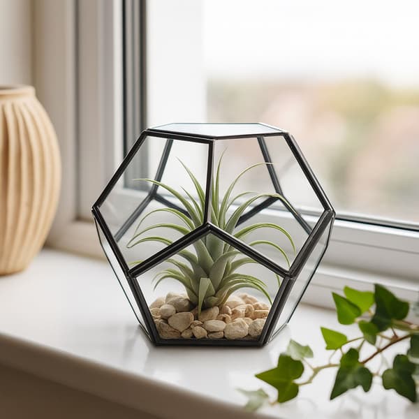 Geometrisk glasterrarium – åbent design til stueplanter