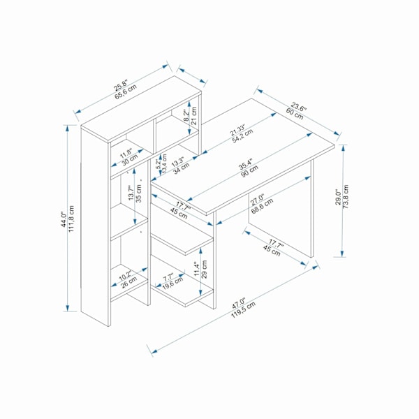 Studiebord Bugra - Hvid