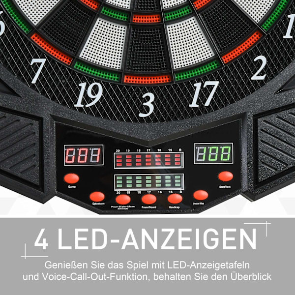 Elektronisk Dartskive Med Dør Inkl. 4 Led 216 Spil 12 Pile Op Til 8 Spillere Abs + Pp 49 X 54,6 X 5,5 Cm.