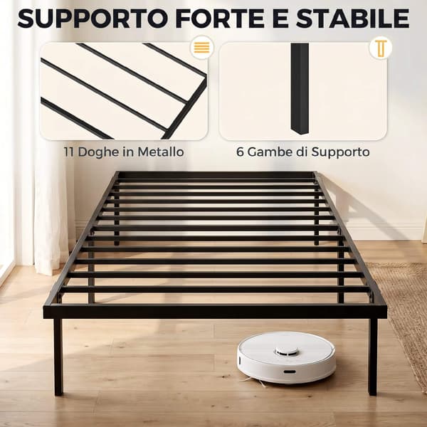 Metal sengestel 90x200 cm, opbevaring under sengen, sort