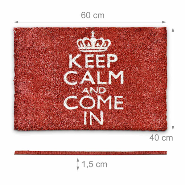 Dörrmatta ”Keep calm and come in” röd