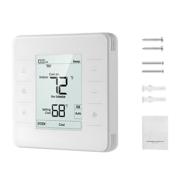 7-dages programmerbar termostat – varmepumpe, baggrundsbelyst LCD