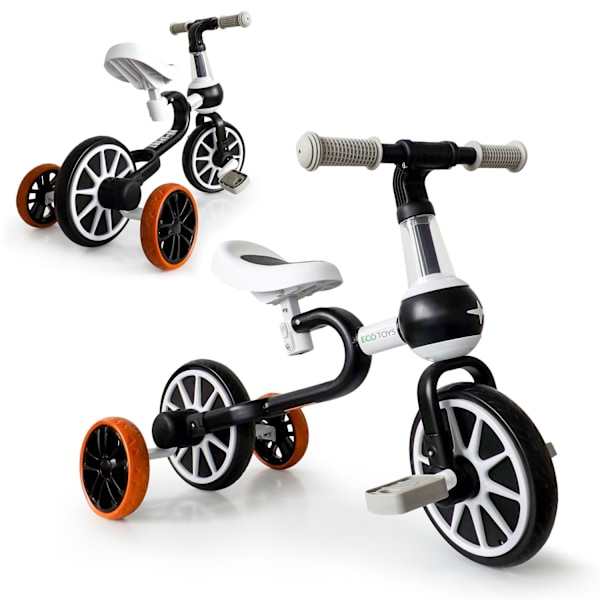 Balanscykel 4 i 1 Pedaler Sidohjul svart ECOTOYS