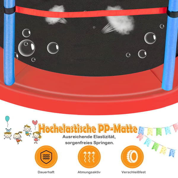 Barntrampolin med säkerhetsnät, 165 cm, blå