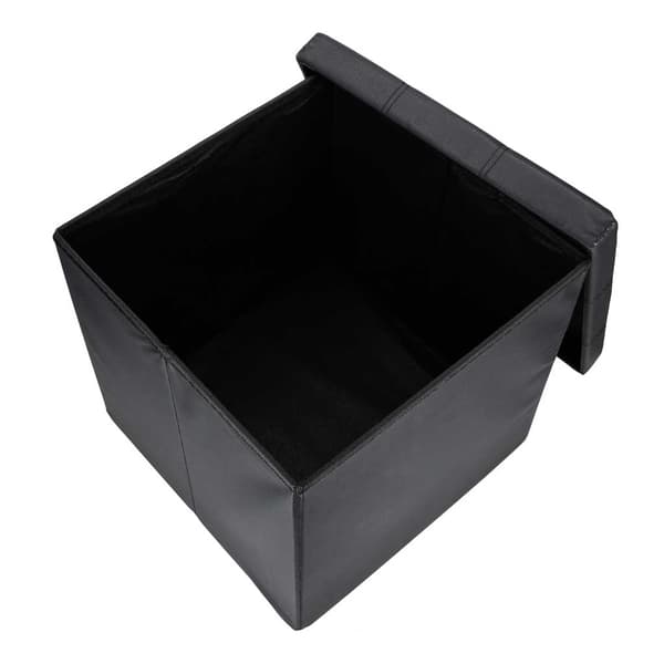 Sort opbevaringsfodbold i kunstlæder, foldbar 38x38x36 cm
