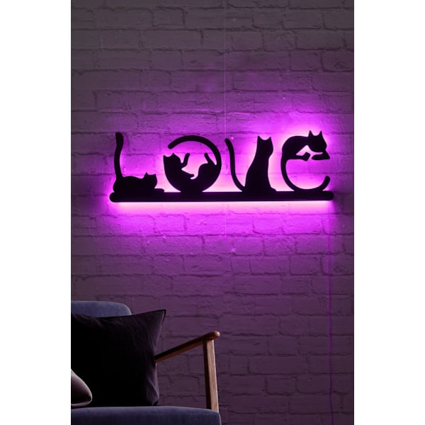 Dekorativ Led Belysning Cat Love - Pink