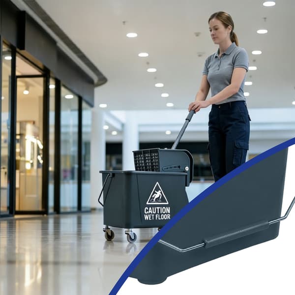 Moppvagn med urvrider, grå, 22 liters kapacitet