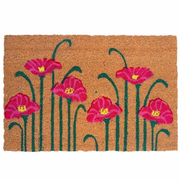 Dørmåtte i kokosfiber, botanisk design, 60x40 cm