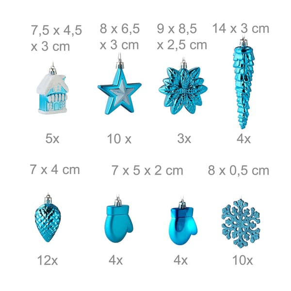 Julepyntsæt, 100 stykker, 10 designs