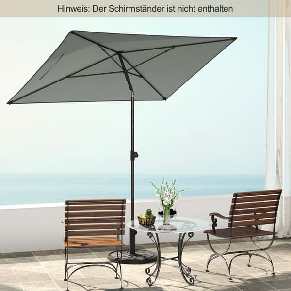 Rektangulær balkonparasol, 210x140 cm, grå, justerbar