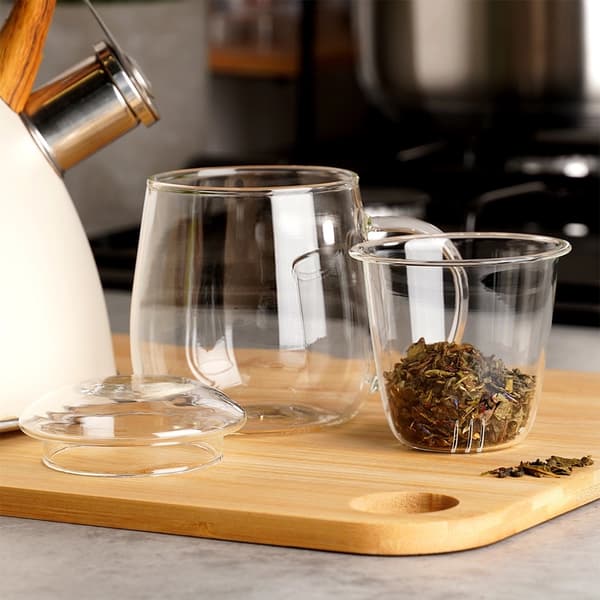 Glaskrus med teinfuser og låg, 400 ml