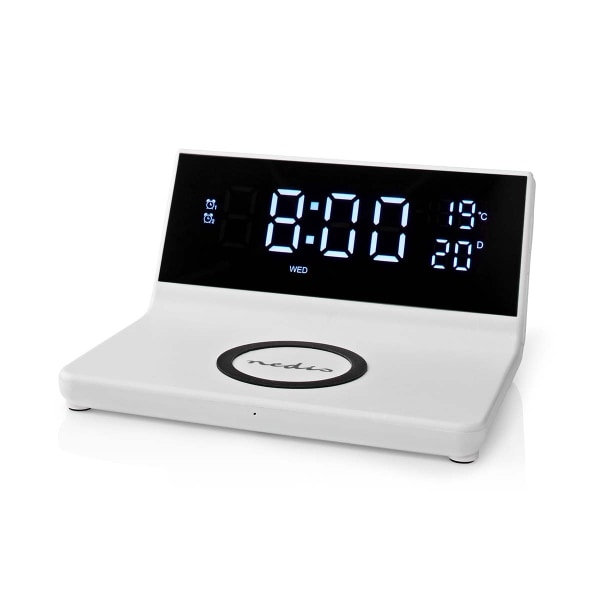 Herätyskello langattomalla latauksella | Qi-sertifioitu | 5 / 7.5 / 10 / 15 W | USB-A Uros | 2 Hälytysaikojen | Torkkutoiminto