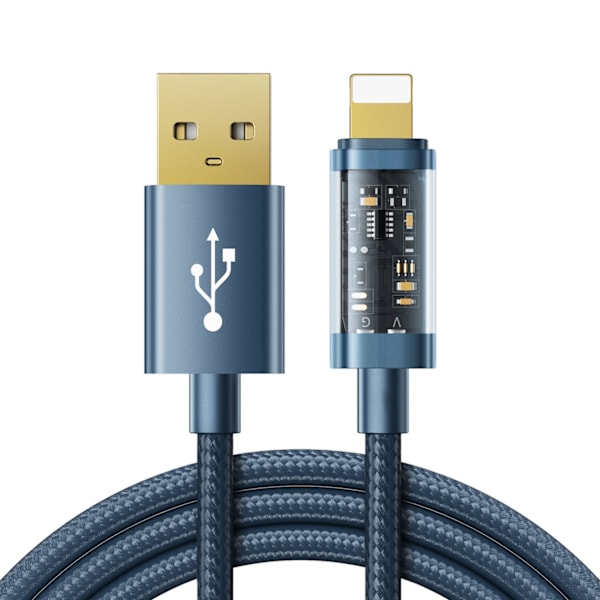 iPhone USB - Lightning-kabel til opladning og dataoverførsel 2,4A 20W 1,2m blå