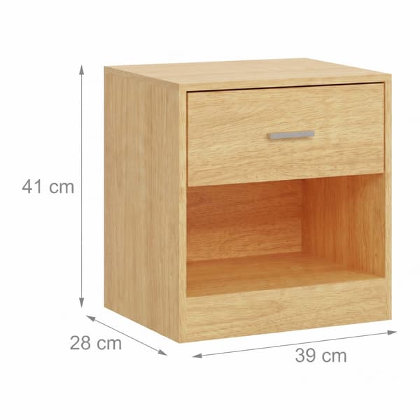 Nattduksbord i träliknande material med låda, 2-pack MDF