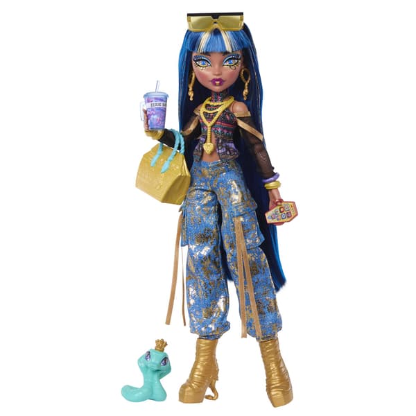 Monster High Cleo-dukke med kæledyrsslange og tilbehør