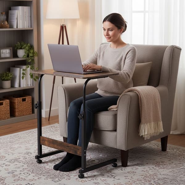 Mobilt laptopbord, justerbar højde, MDF-plade