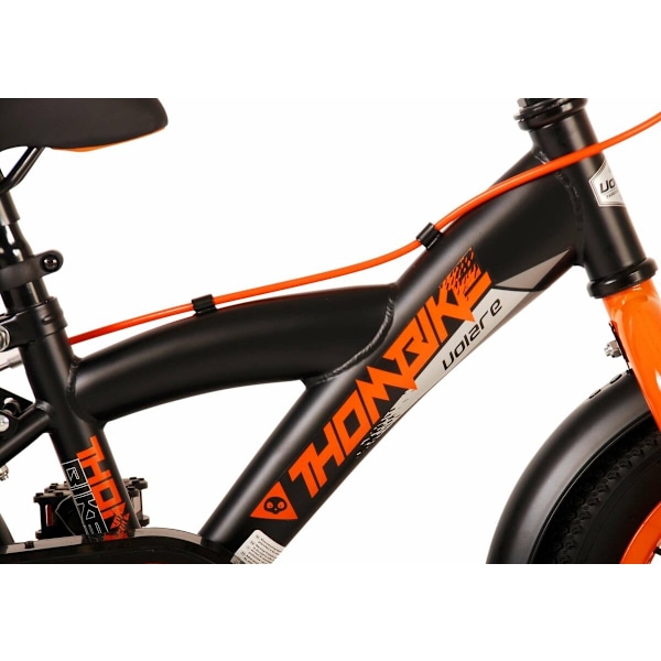 Thombike barncykel - pojkar - 12 tum - svart orange - tvåhandsbromsar