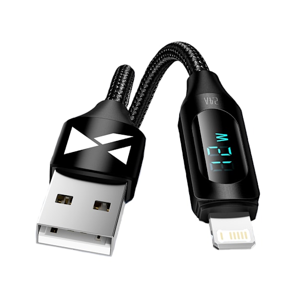 iPhone USB-A - Lightning-kabel med LED-display 2,4A 2m svart