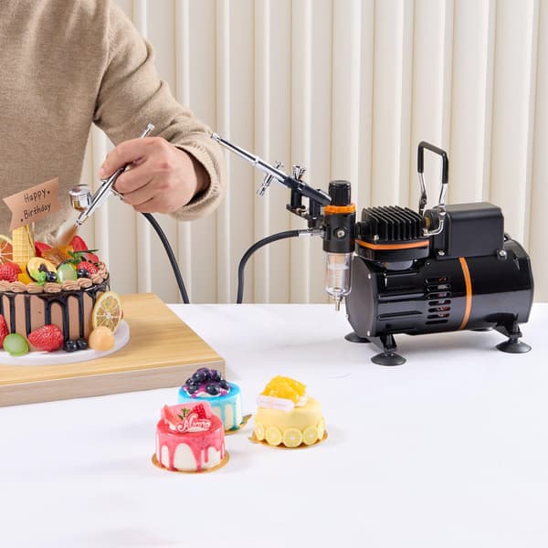 Airbrush-kit med dubbelfläktkompressor, 3 airbrushar