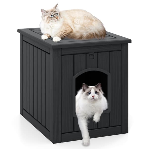 Kattlåda med fälldörr, väderbeständig PP