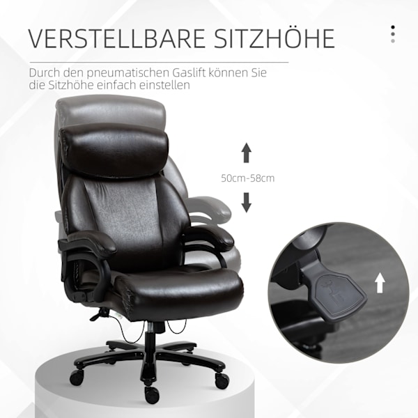 Kontorstol, chefstol, spillestol, ergonomisk højdejusterbar med vippefunktion, tyk polstring, bæreevne op til 180 kg