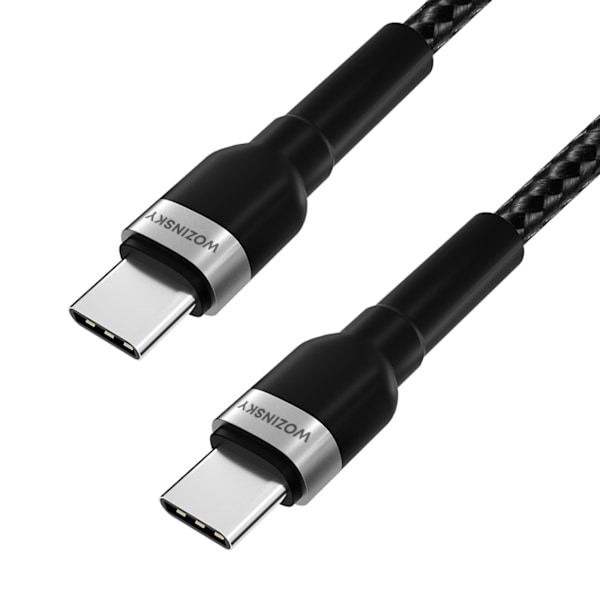 Flettet kabel USB-C - USB-C PD 65W 2m sort