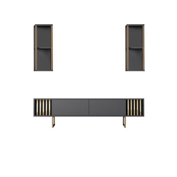 TV Unit Gold Line - antracit, sort