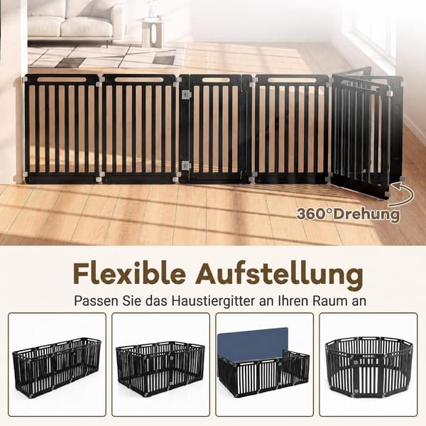 84 cm hög HDPE-hundlekhage, 10 paneler, inomhus/utomhus