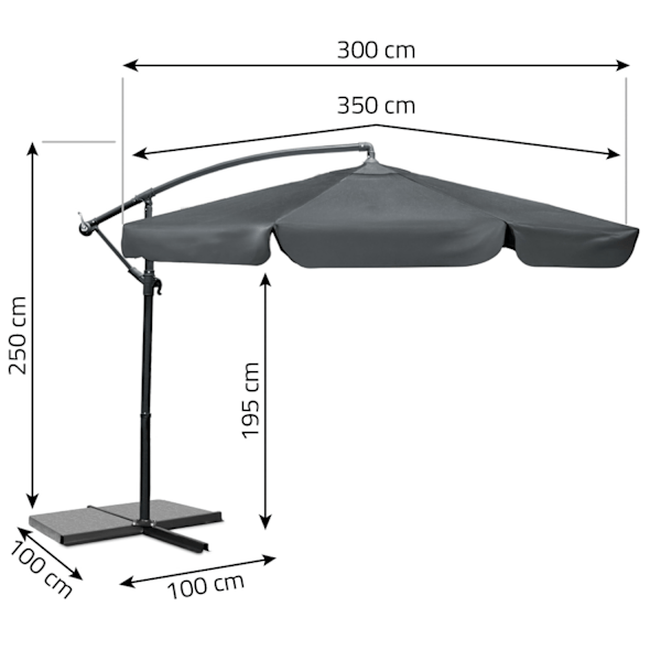 Kokoontaittuva puutarhasateenvarjo 6 segmenttiä 350 cm kannella Plonos PL-880