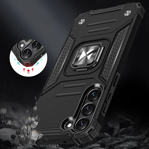 Pansret etui til Samsung Galaxy S23+, Ring Armor magnetisk holder, sort