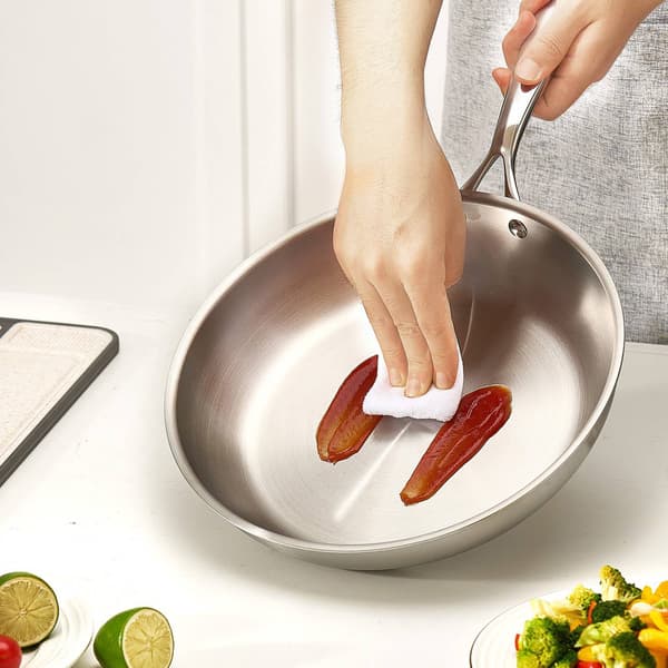 Tri-lags stegepandesæt i rustfrit stål, 20-30 cm, induktionssikker