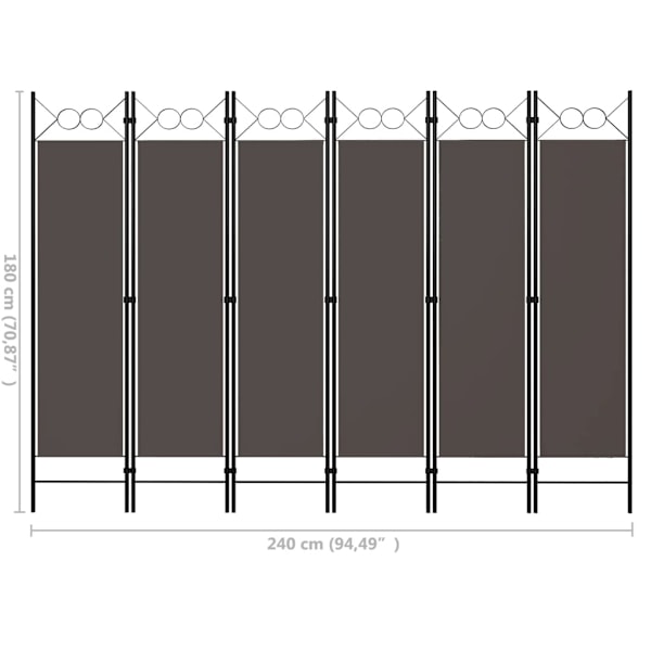 Rumsavdelare 6 paneler antracit 240x180 cm