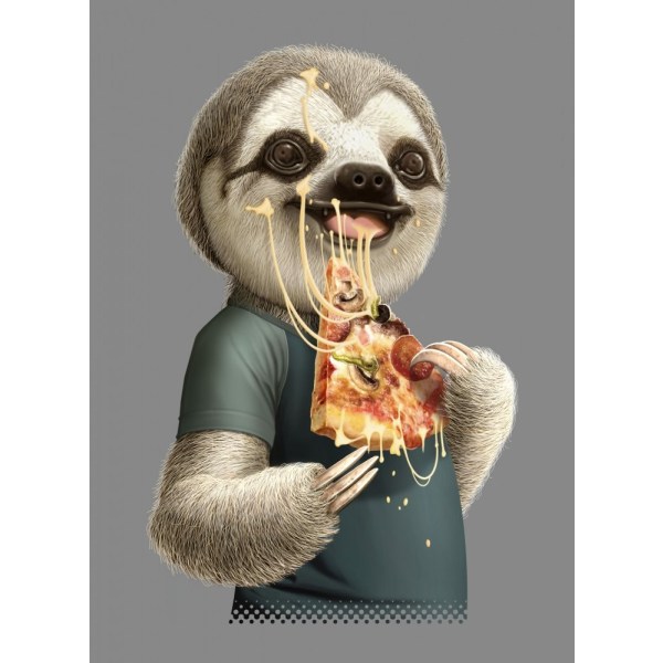 Sloth Eat Pizza - 30x40 cm
