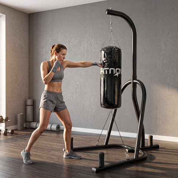 Fristående boxningssäcksställ med 20 kg säck och elastisk lina