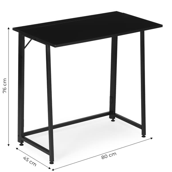 Sammenklappeligt laptopbord, 80x45 cm, sort MDF, pladsbesparende