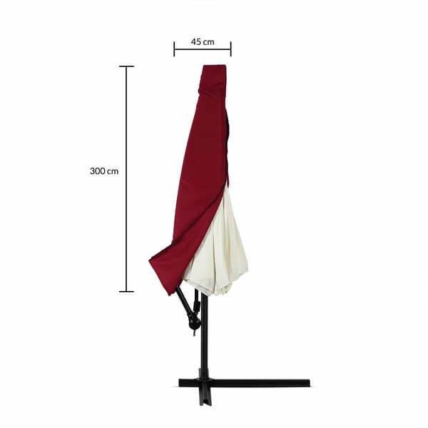 Parasolovertræk, rødt, 3m, polyester, lynlåslukning