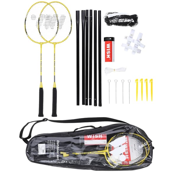 Badmintonracketsats, 2 racketar, 3 fjäderbollar, nät