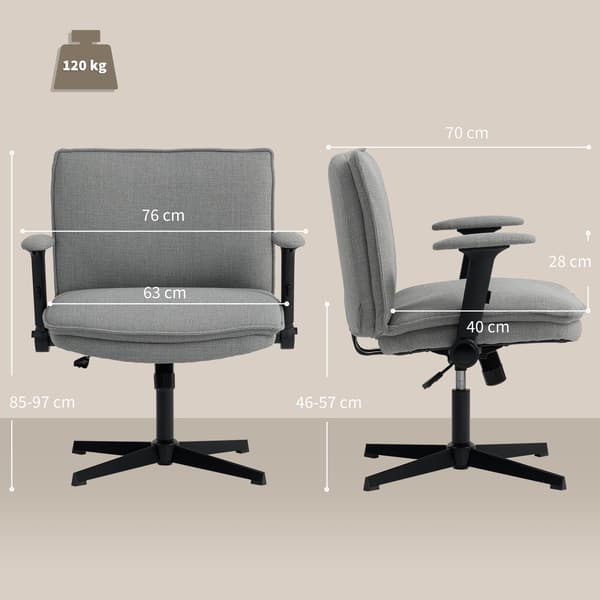 Kontorstol, Foldbare armlæn, Bredt linnedlook, Justerbar højde