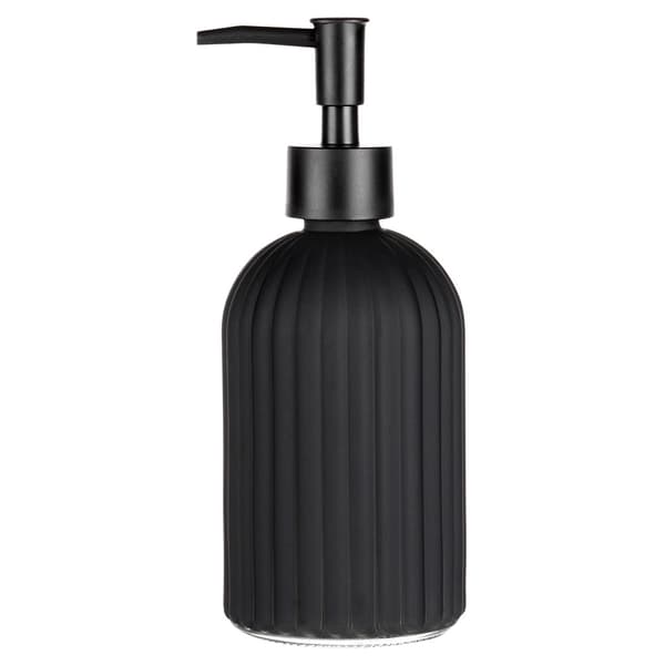 Sort sæbedispenser i glas, 400 ml kapacitet