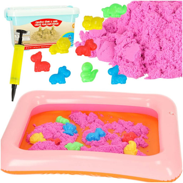 Kinetisk sand i en hink 1kg formar rosa