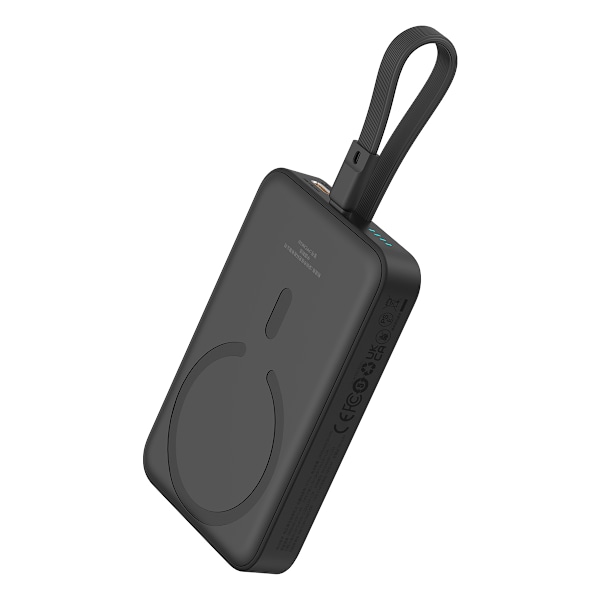 Mini Powerbank MagSafe 10000mAh 20W Lightning-kaapelilla iPhonelle 0,3m musta